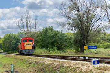 Narrow gauge railway from Balatonfenyves to Csisztafurdo near Balaton, Somogy region, Hungary