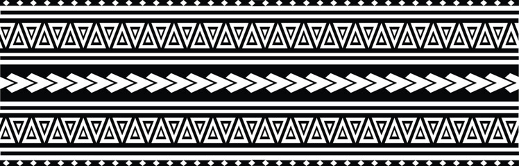 Polynesian pattern ethnic tribal tattoo band. Tribal  tattoo border fore arm design. Tattoo black maori bracelet. Fabric seamless isolated hawaiian pattern on transparent background. - obrazy, fototapety, plakaty