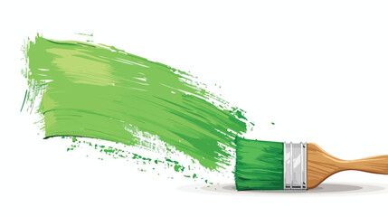 Vector illustration of paint brush with green paint