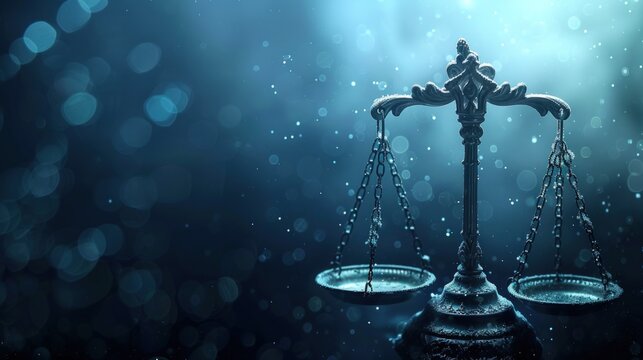 Scales of justice on digital background and technology background. Generate AI image