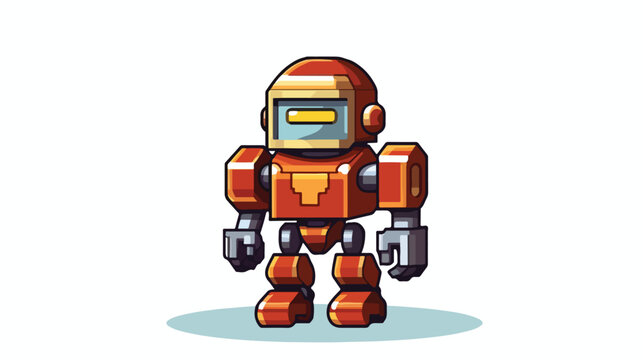 Vector pixel art robot hero isolated cartoon Vector illustration