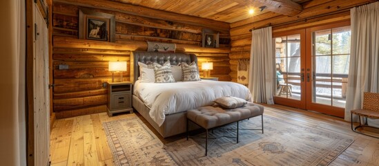 Obraz na płótnie Canvas Impeccable attention to detail ensures a luxurious and memorable stay in the mountain cabin retreat. 