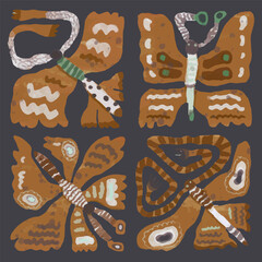 Butterfly set. watercolor vctor illustration for pattern design. - obrazy, fototapety, plakaty