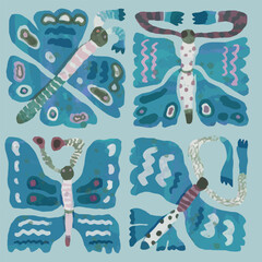 Butterfly set. watercolor vctor illustration for pattern design.