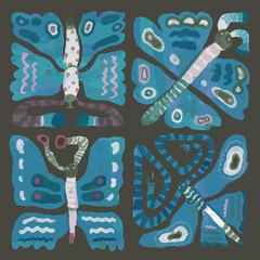Butterfly set. watercolor vctor illustration for pattern design. - obrazy, fototapety, plakaty