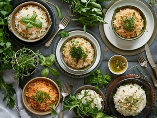 Beautifully Arranged Table Setting Showcasing Dishes Prepared with Nutritious Rice Barn Oil
