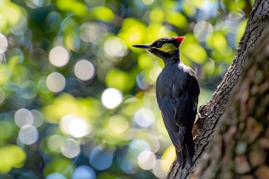 Black Woodpecker (Dryocopus martius). Bird in nature. bird on a branch