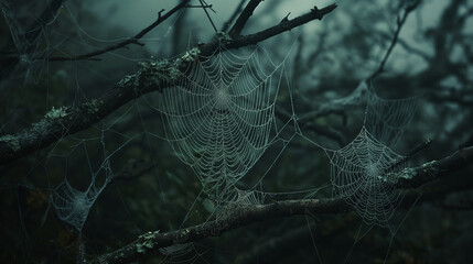 spider web with dew drops