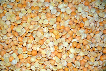 Background shelled peas halves - legumes