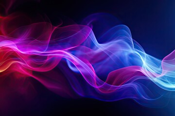Colorful Blue and Purple Smoke Flowing on a Dark Background. Vapor Fog Waves and Smog Smooth Glowing Motion