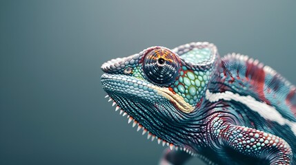 Captivating Close up of a Vibrant and Textured Chameleon Reptile in Its Natural Habitat