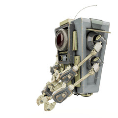 four arms bot helper is talking and explaining