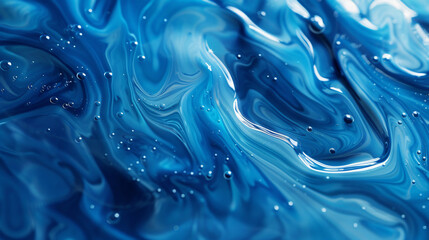 Fluid oil texture Blue background - obrazy, fototapety, plakaty