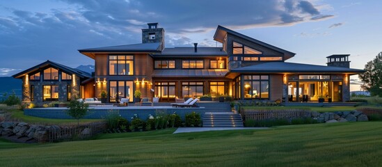 Fototapeta premium Smart home technology controls lighting, temperature, and security for convenience and efficiency. 