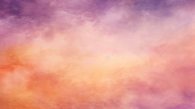 Sunset Sky with Orange and Purple Puffy Clouds Rainbow Colorful Abstract Watercolor Background