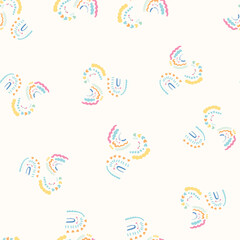 Cute colorful rainbow and flowers  seamless print pattern graphic tee design for kids market as vector