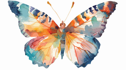 Watercolor vector butterfly flat vector isolated - obrazy, fototapety, plakaty