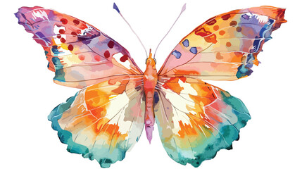 Fototapeta na wymiar Watercolor vector butterfly flat vector isolated