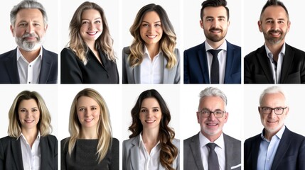 A set of headshots of executives with different ages, from young professionals to seasoned veterans.