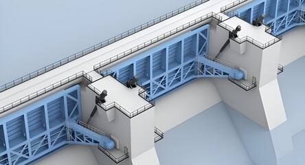 Dam Spillway gates, Dam in section, Radial Gate System, Dam Sluice gate, Generative AI


 - obrazy, fototapety, plakaty