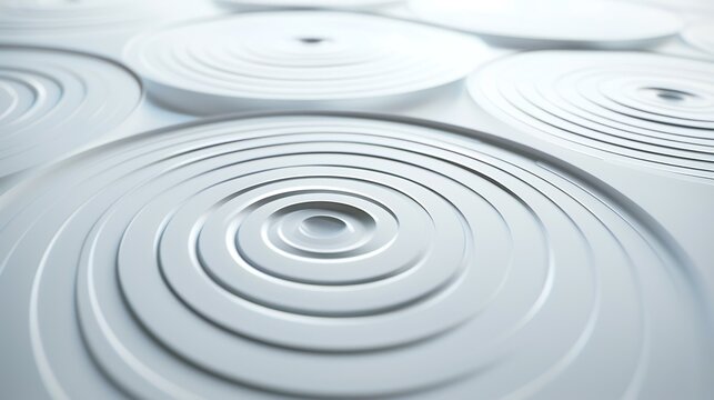 abstract white background with concentric circles, 3d render illustration