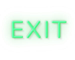 exit neon sign 3d text effect on transparent background