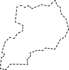 dash line drawing of uganda map.