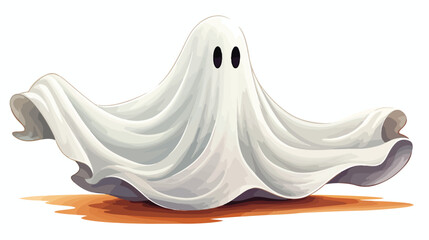 White cloth ghost . Halloween cartoon characters . Vec