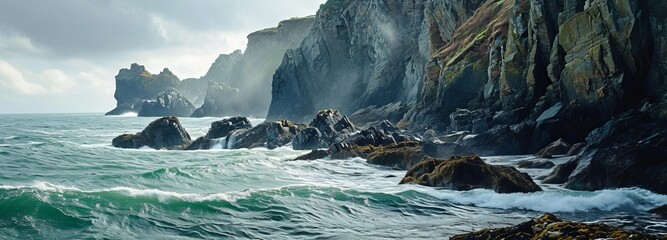 Coastal Cliff Collapse - obrazy, fototapety, plakaty
