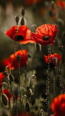 Free photo poppy flowers in nature, In remember of military veteran and Happy memorial day Celebration
