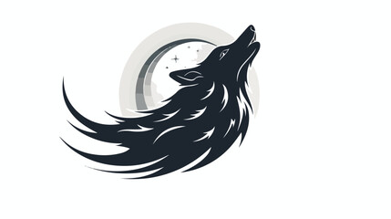 Wolf Howling Crescent Moon Vector illustration Wild An