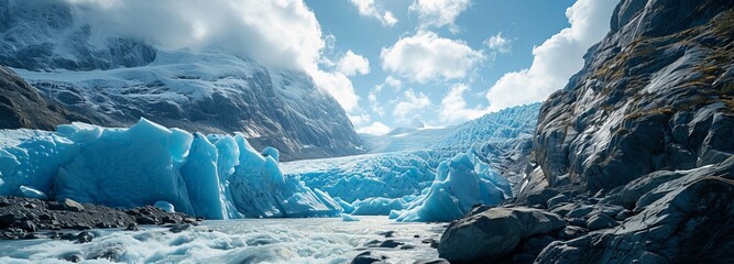Glacier retreat time-lapse sequence - obrazy, fototapety, plakaty