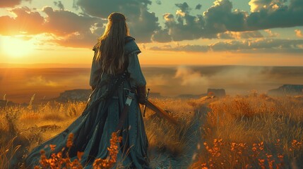 Knight in the sunset