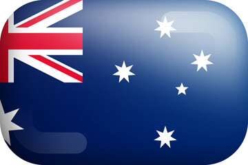 Australia Official National Flag Isolated 3D Glossy Rounded Icon