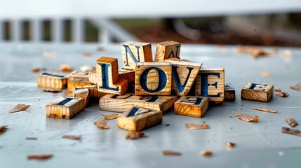 Wood letters LOVE