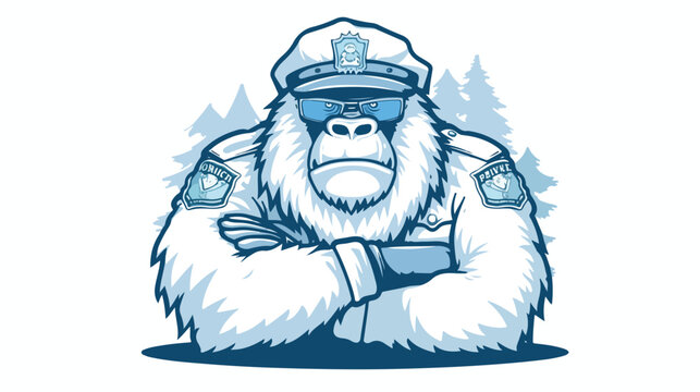 Yeti Police Outline Vector Design flat vector isolated