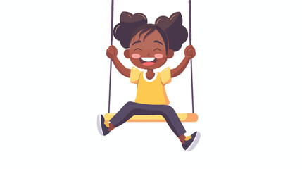 Young smiling black woman cartoon character enjoying 