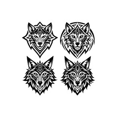 Fototapeta premium a black and white drawing of a wolf with a wolf head on it
