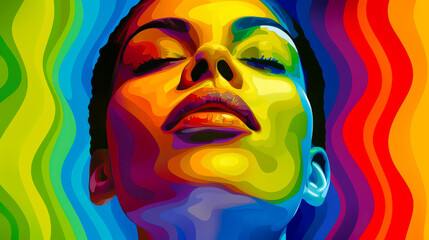 Fototapeta premium Modern Psychedelic Art of Woman Celebrating LGBT Pride 