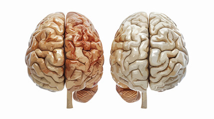 3D rendering hemispheres brain from top view right an