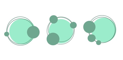 Obraz premium Circle of different shapes . Set of round abstract icons in a shade of green , design different circle geometry design , circle logo illustration.