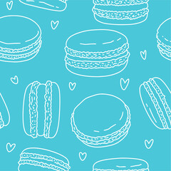 Vector seamless pattern from a collection of hand-drawn macaroons in the style of a doodle