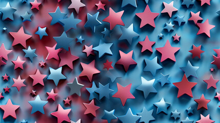  red and blue stars 3d background