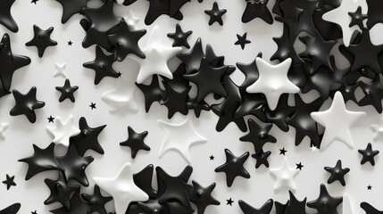 black and white stars 3d background