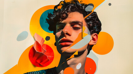 Modern Abstract Paper Collage of Young Man
