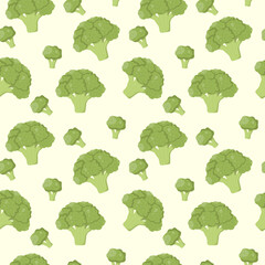 Vegetable seamless vector pattern with broccoli