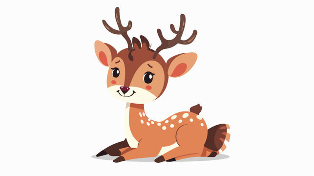 A cartoon vector illustration of a cute reindeer.