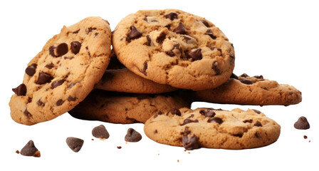 PNG Chocolate chip cookies crumbs biscuit food white background