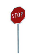 Road sign stop - on isolated transparent background.