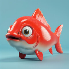 Cute 3D cartoon of salmon character. (Generative Ai)